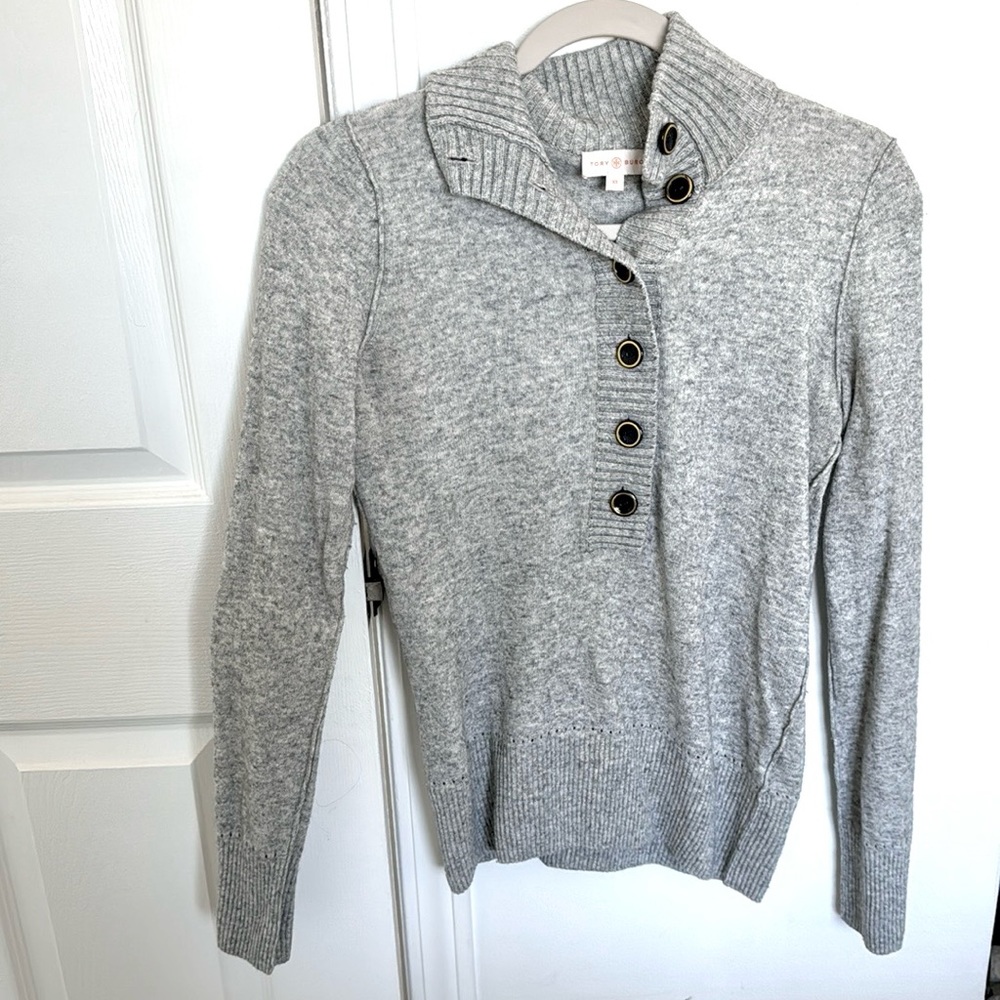 Tory Burch Gray Cowl Neck Sweater